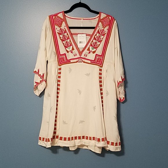 Free People Dresses & Skirts - FREE PEOPLE Ivory Combo Tulum Mini Dress S NWT